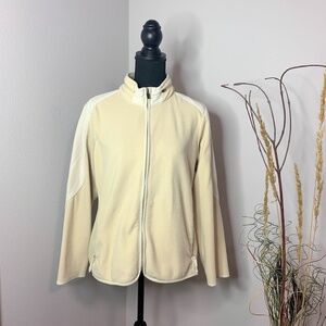 IZOD Women's Beige Hooded Zip Up Fleece Jacket
